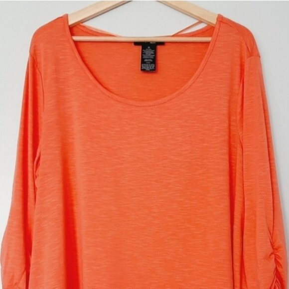STYLE & CO. Stretchy & Soft Chifon Hem Women's Salmon Pink Top Sz 2X - Picture 3 of 15